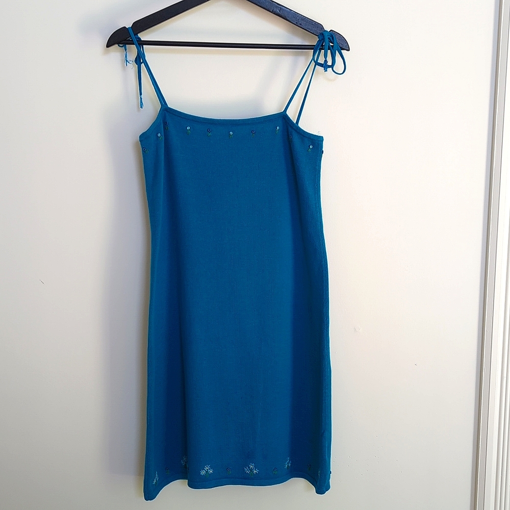 Ralph Lauren, Vintage Blue Dress With Embroidery, Size Medium